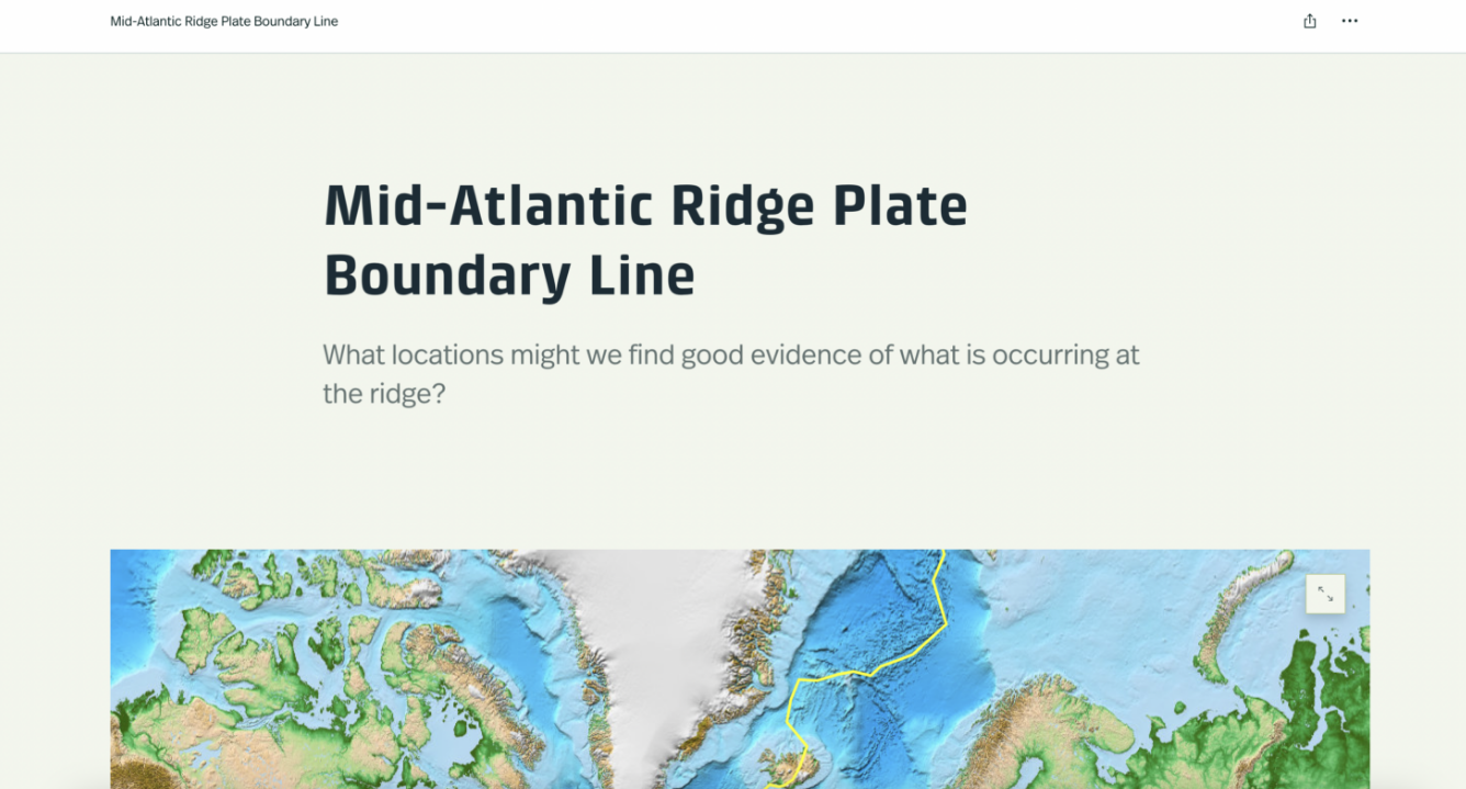 Middle School Simulations - Storymap of Mid-Atlantic Ridge